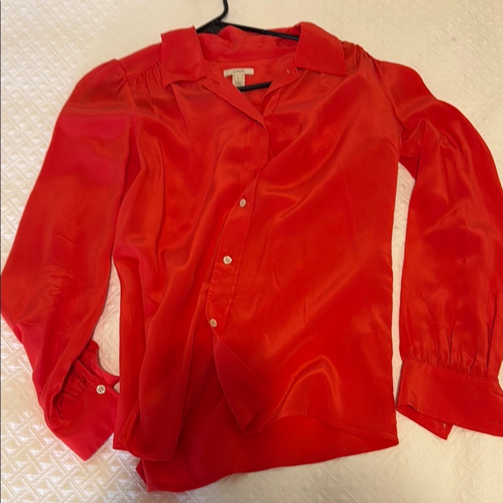 Vibrant Red Satin Blouse
